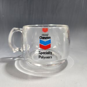 Vintage Chevron Oil Mug Unique Heavy Acrylic Crystal Clear Lucite Advertising